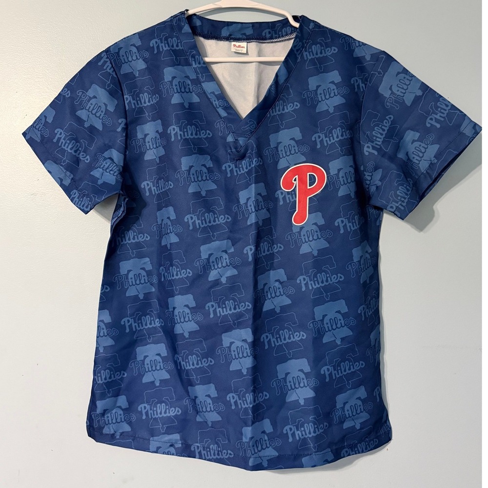 Philadelphia Phillies Adult S MLB Scrub Top Success Brands Liberty Bell 0738
